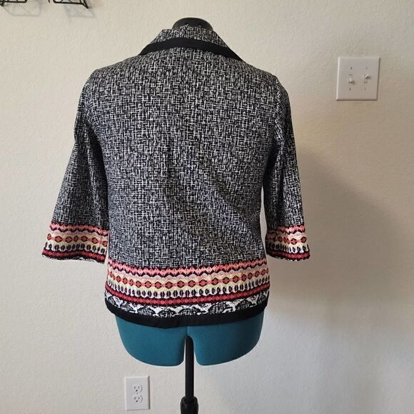 ALFRED DUNNER Women Black Blazer with spread collar open front 3/4 Sleeve 6P - Picture 6 of 15